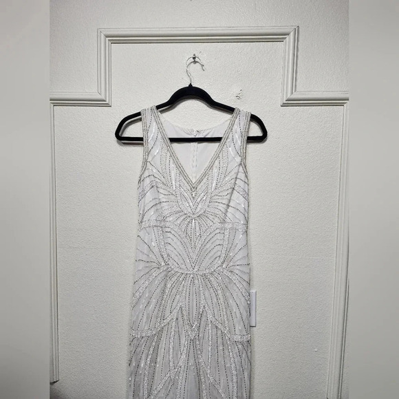 Lulu's Make Them Marvel White Beaded Mermaid Maxi Dress Wedding Bride Party - Picture 7 of 12